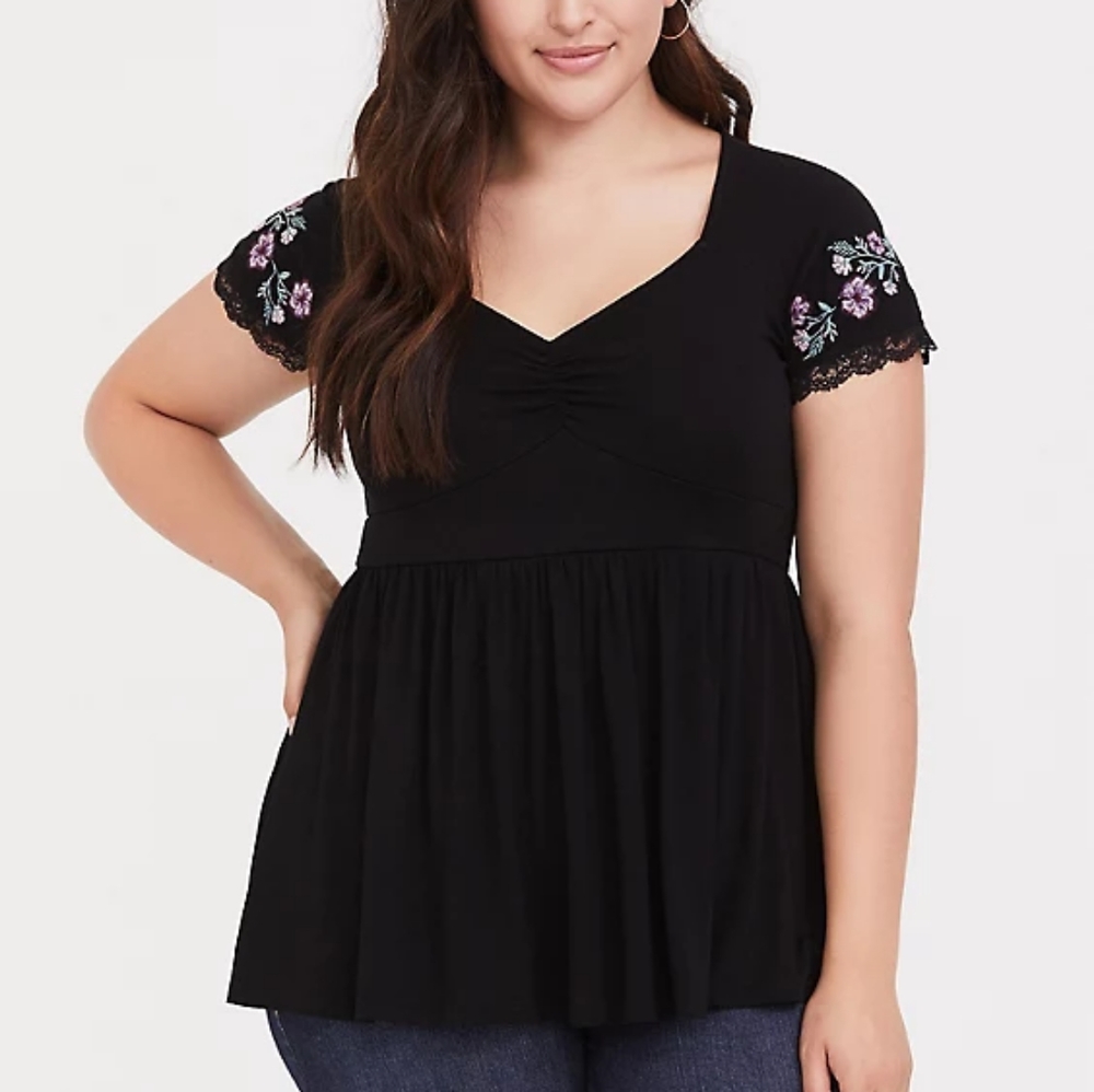 Torrid Baby Doll Sweetheart neckline Short Sleeve